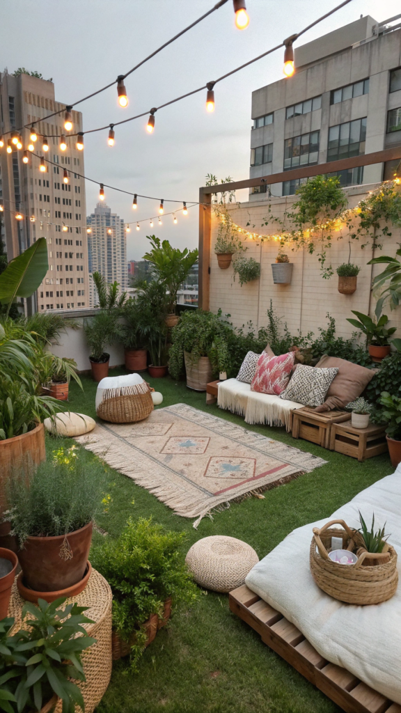 Boho-Style Small Urban Rooftop Garden
